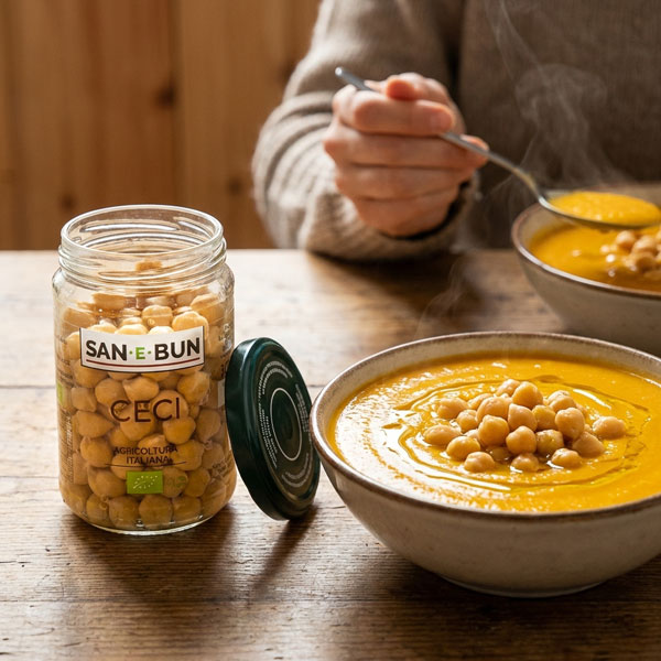 Ricetta crema di zucca con ceci lessati San e Bun