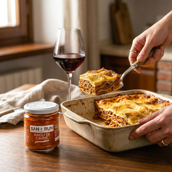 Ricetta lasagne con ragù di carne San e Bun