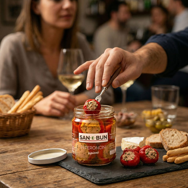 Ricetta peperoncini ripieni San e Bun in formula aperitivo