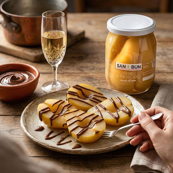 Ricetta: Pere e moscato San e Bun con crema Gianduja San e Bun