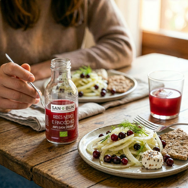 Ricetta: veg fusion Ribes nero e finocchio San e Bun in formula aperitivo