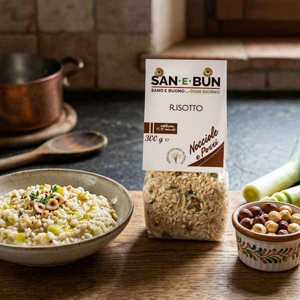 Ricetta risotto nocciole e porri San e Bun