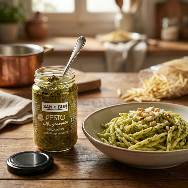 Ricetta trofie al pesto Genovese San e Bun