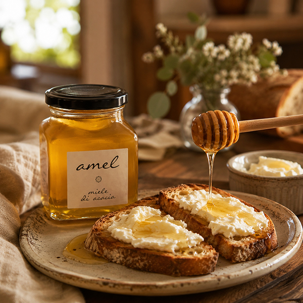 Ricetta: Miele di Acacia con pane tostato e robiola