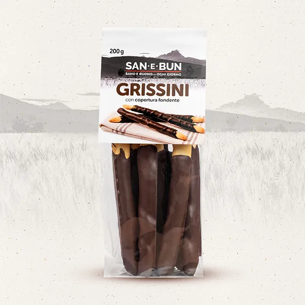 Grissini ricoperti al cioccolato fondente - San e Bun