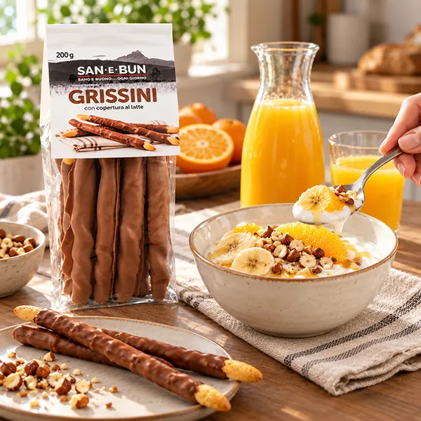 Ricetta: grissini ricoperti al cioccolato al latte con yogurt e miele