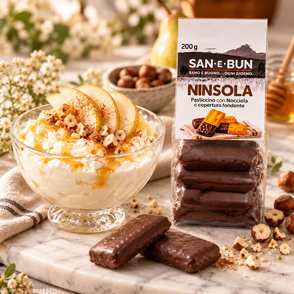 Ricetta: ninsola ricoperti di cioccolato con ricotta, miele e pere